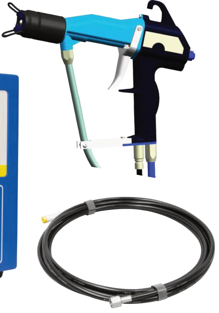 Airless electrostatic spray gun with high-pressure hose