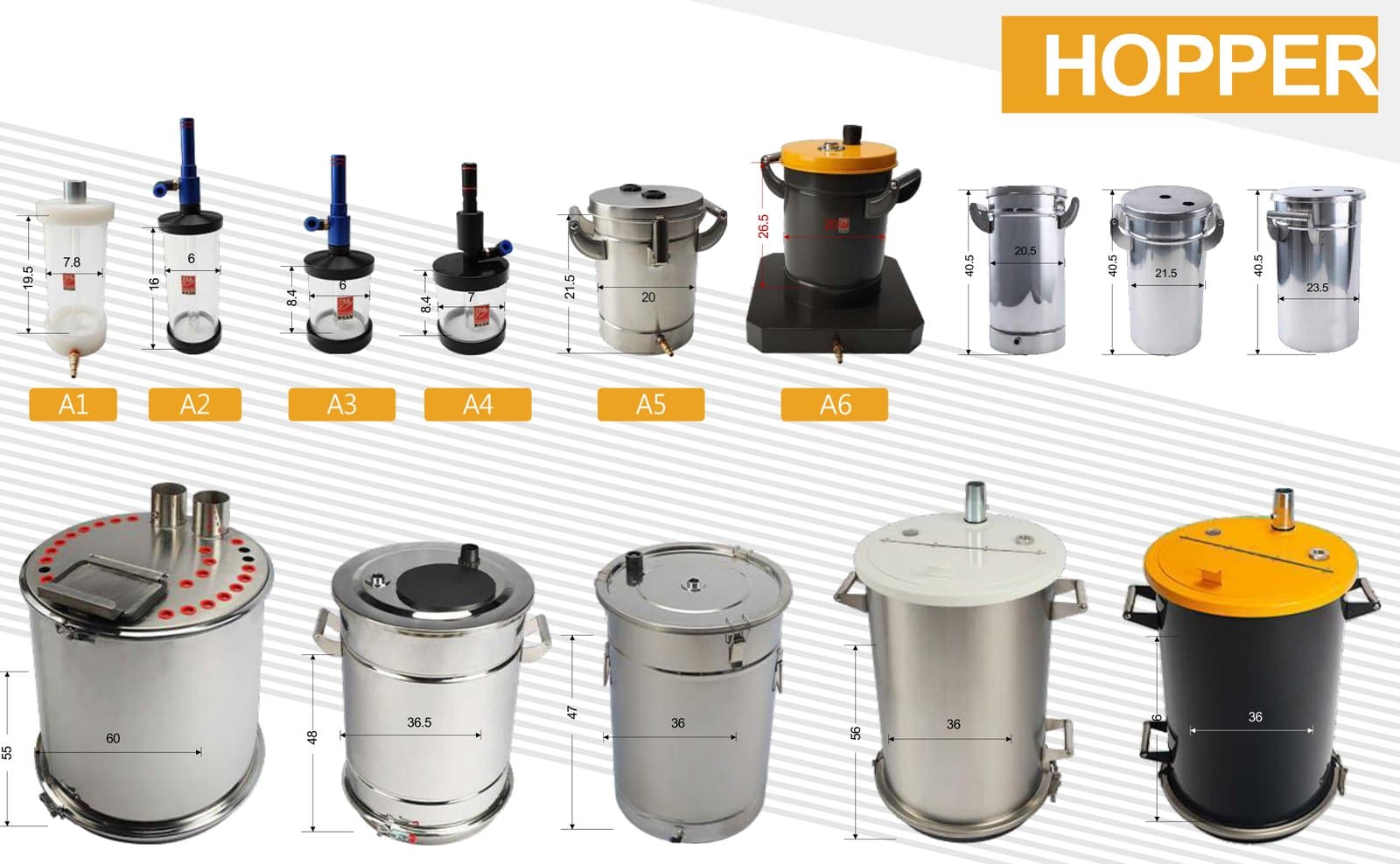 Powder hoppers A1 to A11