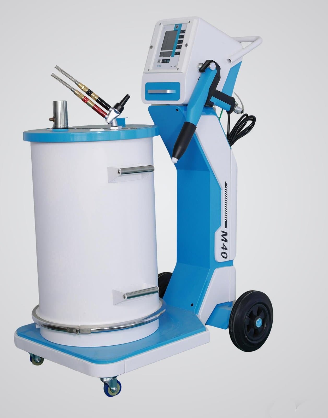 KBE-M40 powder coating machine on trolley with powder hopper